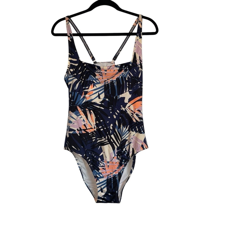 Surf Inspired Outdoor Beach L.L.Bean Womens Palm Print One Piece Swimsuit Sz 122 - Picture 2 of 10